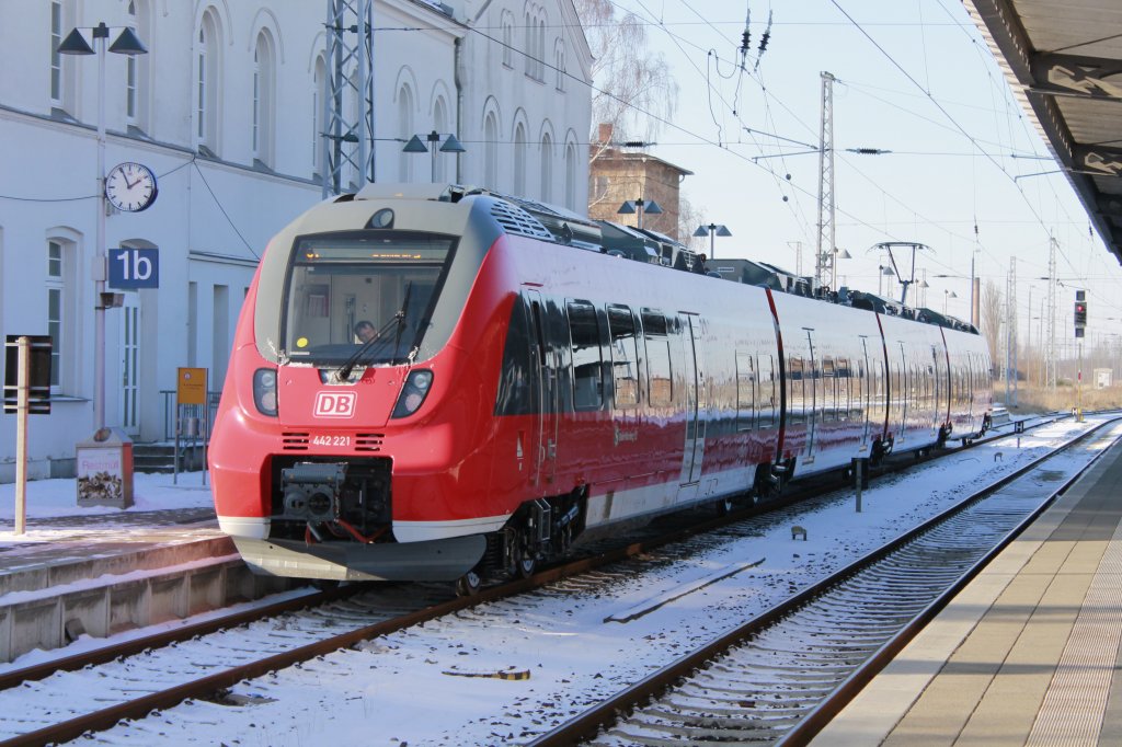 Der 442 221 in G�strow bei einer Probefahrt am 30.1.2012