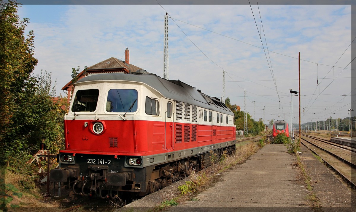 232 141 der WFL abgestellt in Neustrelitz Hbf am 04.10.2015