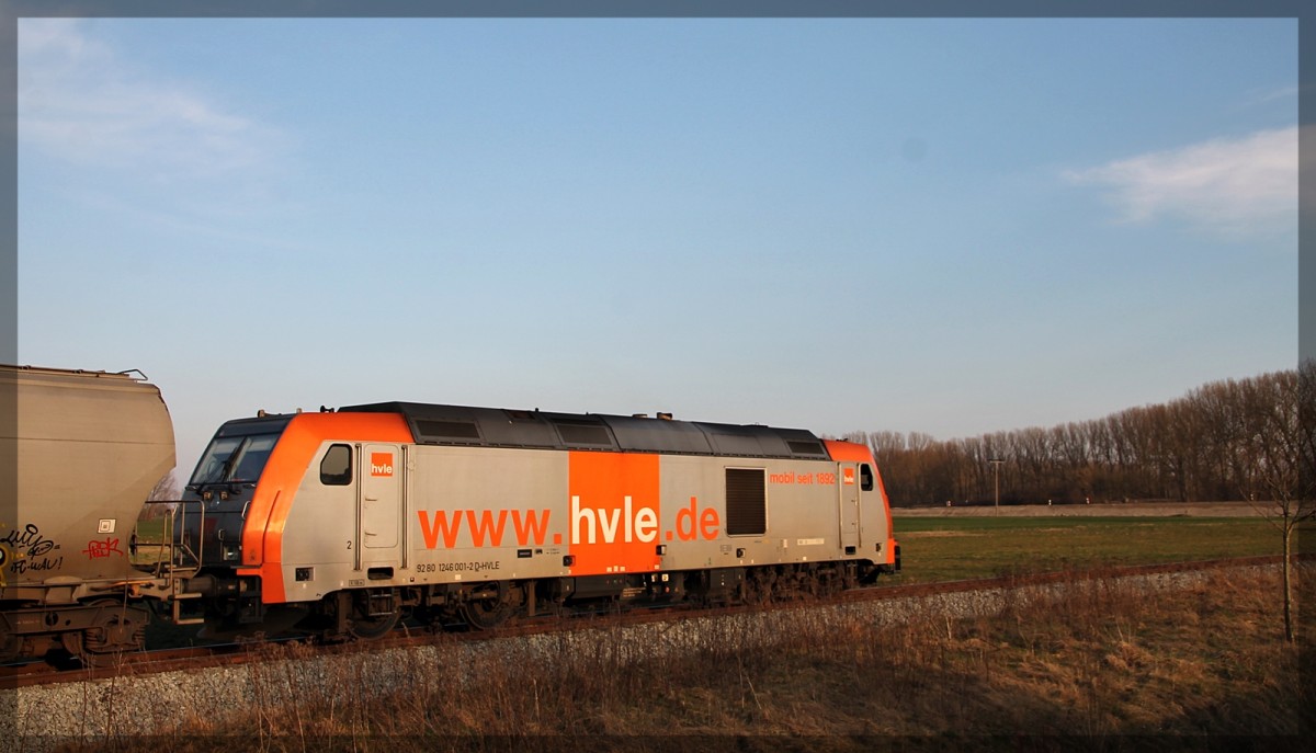 246 001 der HVLE im Hafen von Vierow am 17.03.2015