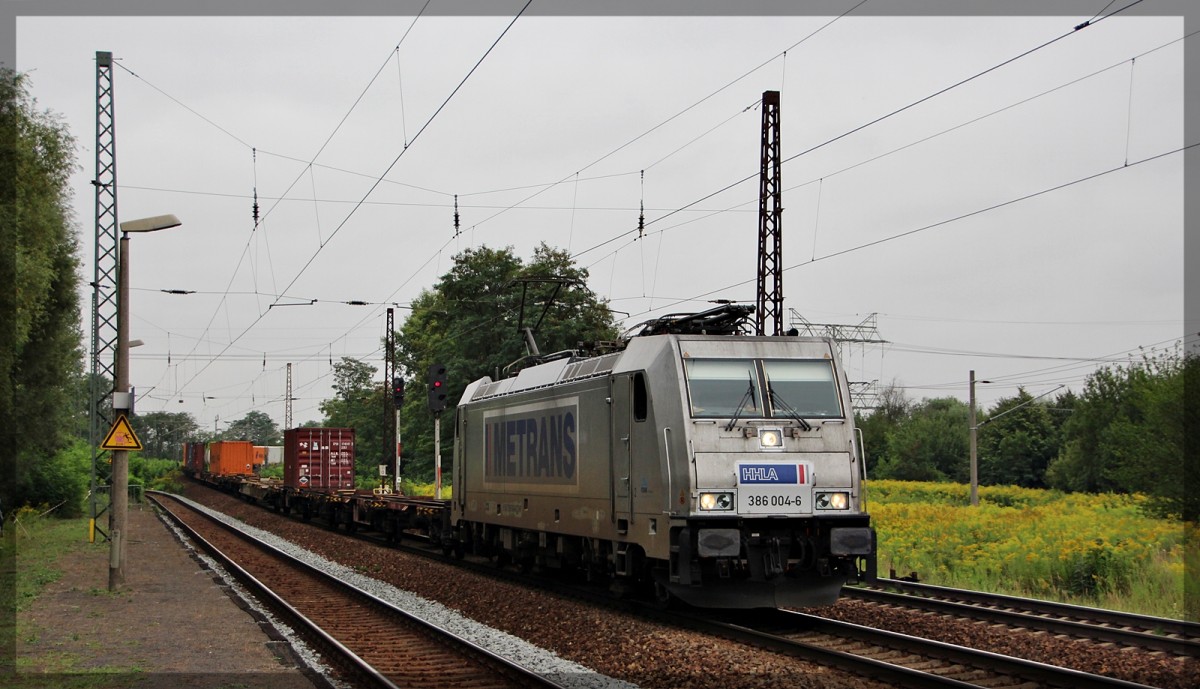 386 004 bei der Durchfahrt von Leipzig - Thekla am 19.08.2015
