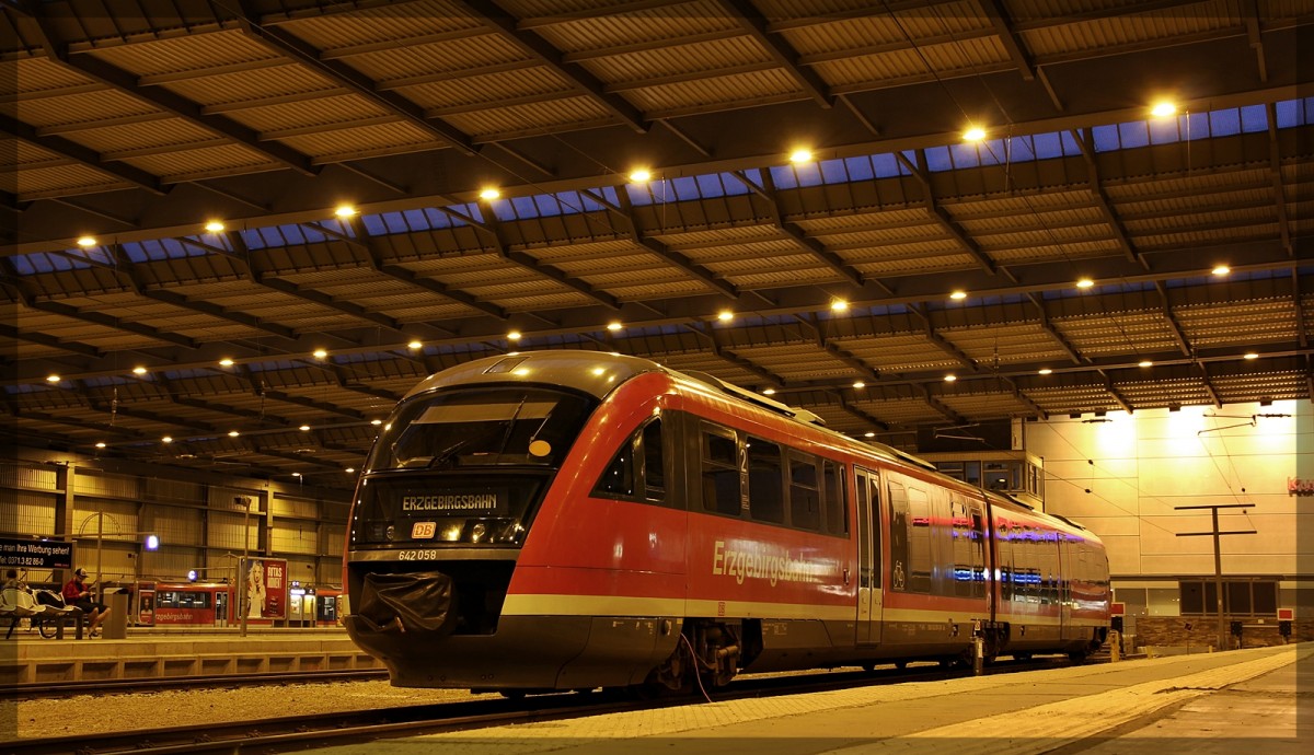 642 058 der Erzgebirgsbahn abgestellt in Chemnitz Hbf am 20.08.2015