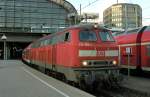Die 218 386 mit einem RE nach L�beck HBF am 8.2.2011 in Hamburg HBF