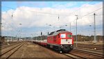 232 901 der Wfl bei der Durchfahrt von Neustrelitz Hbf in Richtung Berlin am 24.03.2016