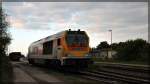 Die 264 005 von Locon abgestellt in Kleeth während ihr Zug am frühen Morgen des 27.05.2015 entladen wird.