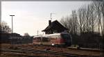 642 186 bei Ausfahrt aus dem Bahnhof Malchow auf dem Weg zum Haltepunkt Inselstadt Malchow, welcher aus gleichzeitig Endhaltepunkt für die RB15 ist.