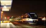 VT 734 der Niederbarnimer Eisenbahn in Basdorf morgens um 3 Uhr, bevor es wieder an die Arbeit geht.
