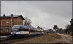 VT 729 der NEB bei seinem Halt am Hp Zehdenik-Neuhof am 06.03.2016