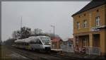 VT 0013 der NEB bei seinem Halt am Endbahnhof Templin Stadt am 06.03.2016