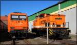 145 082 (145 CL 002) von EKO und 346 006 von Locon abgestellt in Stralsund (Hafen) am 17.03.2016