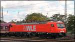 189 801 der WLE abgestellt mit einem Sonderzug in Bad Kleinen am 13.10.2012