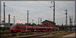 442 338 als RE5 nach Neustrelitz Hbf bei der Ausfahrt aus Neubrandenburg am 13.09.2015