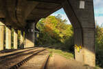 Stillgelegte Rosseltalbahn bei Völklingen, Blick Richtung Wehrdener Tunnel/Hostenbach (13.10.2023)