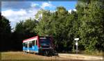 VT 504 002 der EGP/HANS beim Umleiterverkehr in Neustrelitz-Bügersee als  Kleinseebahn  auf dem Weg nach Mirow am 27.09.2015