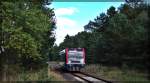 VT 504 002 der EGP/HANS beim Umleiterverkehr in Neustrelitz-Bügersee als  Kleinseebahn  auf dem Weg nach Mirow am 27.09.2015